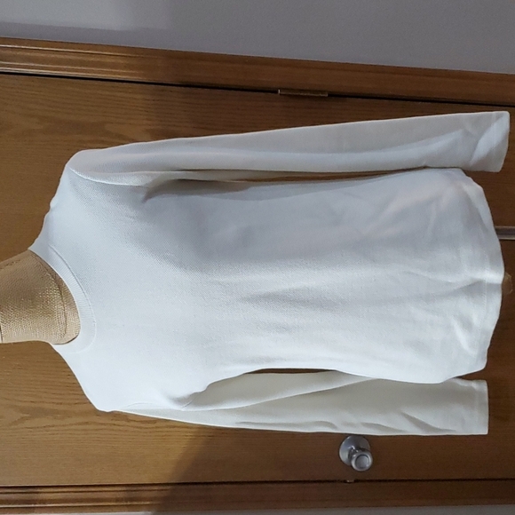 Vince cream colored waffle knit heavyweight thermal long sleeve euc - Picture 2 of 6